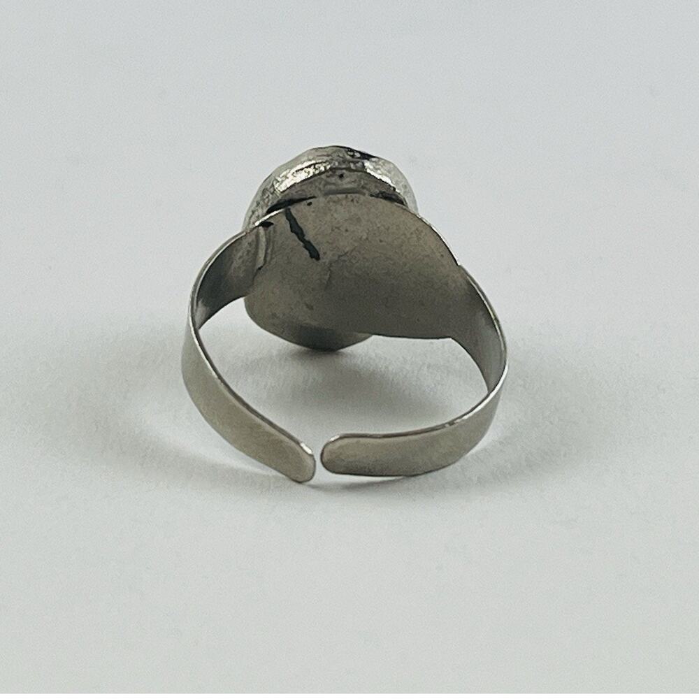 Scarab Silver Ring Egyptian Revival Estate Jewelry Blue Adjustable Bead Ethnic - Picture 6 of 13
